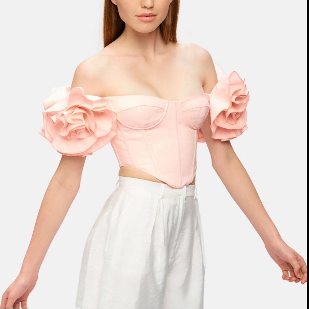 Bardot Sigma Corset linen Women Top in White size M 100% linen - Picture 4 of 14